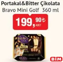 BRAVO MİNİ GOLF DONDURMA PORTAKAL&BİTTER ÇİKOLATA 360 ML